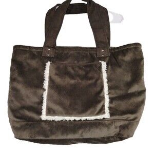 Original North Woods Tote Bag Soft Faux Fur Shoulder Bag 2 Pockets 12x21"